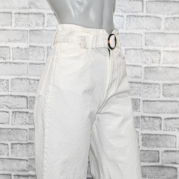 Reformation Women's Wilder Belted High Rise Wide Leg Jeans White size 26 - Picture 11 of 12